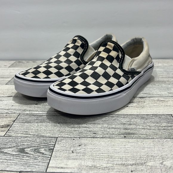 Vans Classic Unisex Size 4.5 US Slip On Checkerboard Canvas White Black Shoes - Picture 8 of 16